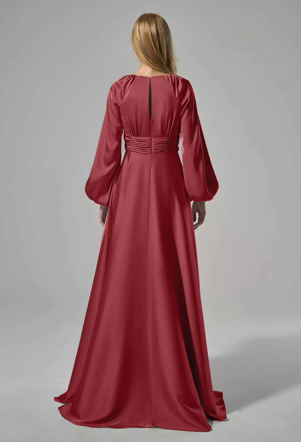 AW Clementina Burgundy  Long Bridesmaid Dresses